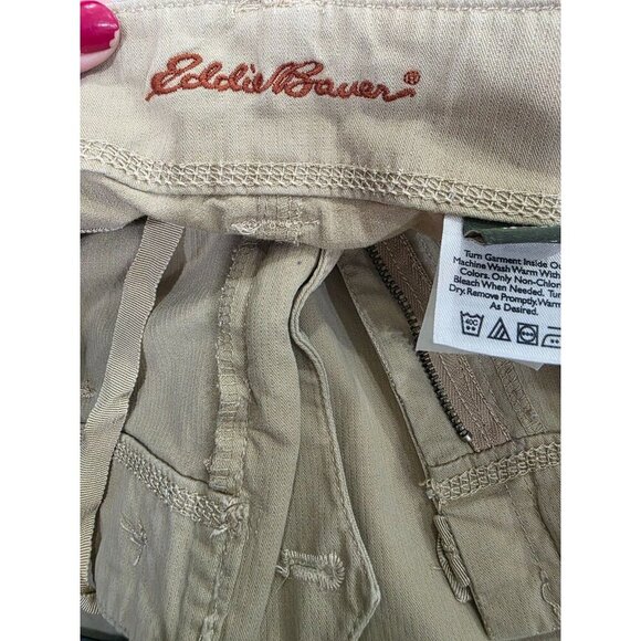 Eddie Bauer Size 12 Tan Khaki Capri Cargo Pants Wide Leg Utility Hiking - Picture 4 of 16
